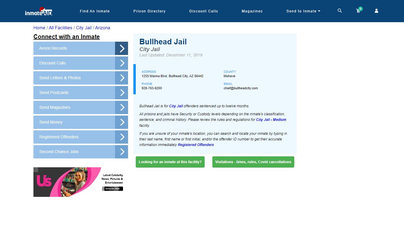 Bullhead Jail | Inmate Locator